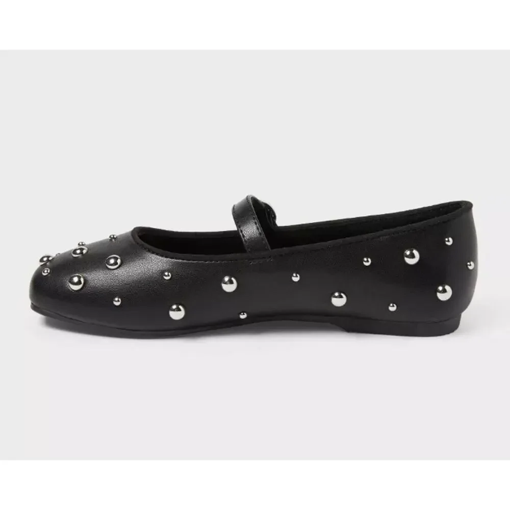 Art Class Kids' Stud Ballet Flats Black Size 2 NWT